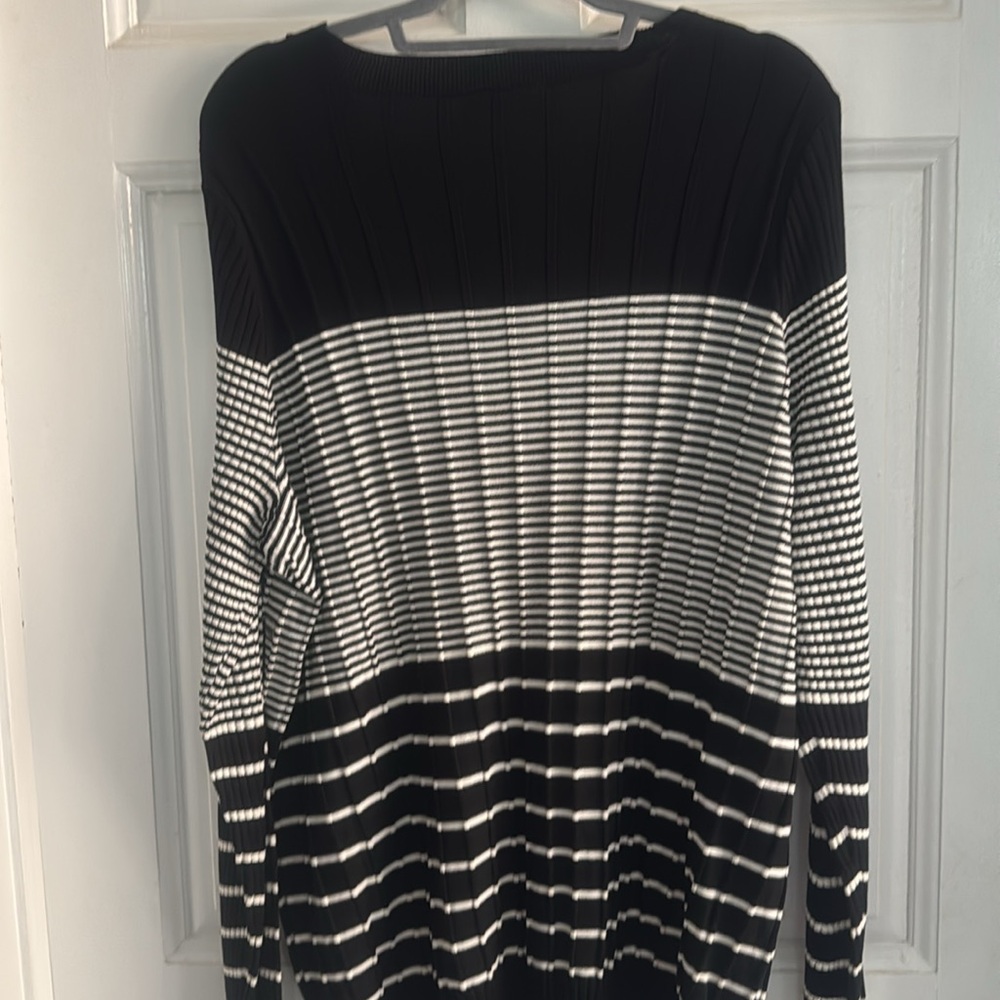 Lane Bryant Black and White Striped Crewneck Sweater - Picture 3 of 3